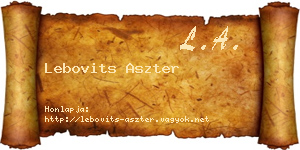 Lebovits Aszter névjegykártya